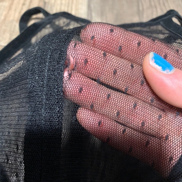 Express sheath cold shoulder velvet mesh dot dress - Picture 6 of 6